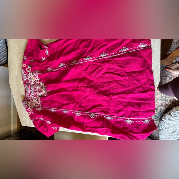 Johnny was Embroidered hot pink Women's Top - Picture 4 of 7